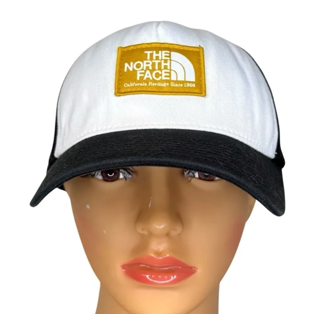 The North Face Mudder Trucker Hat Cap Gold California Heritage Patch Black White